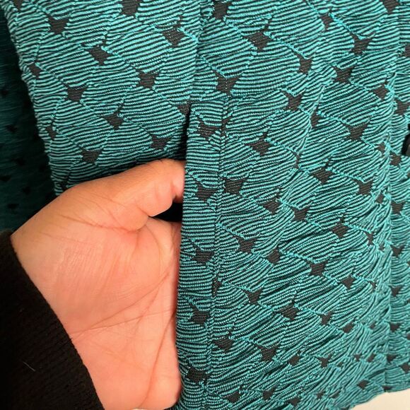 Habitat Womens Basket Weave Jacket S Teal Basket Weave Normcore Button Front - Picture 5 of 7